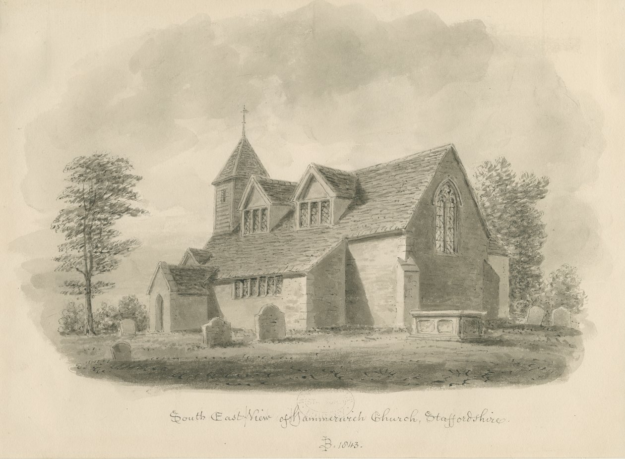 Hammerwich Church: sepia-tegning av John Buckler