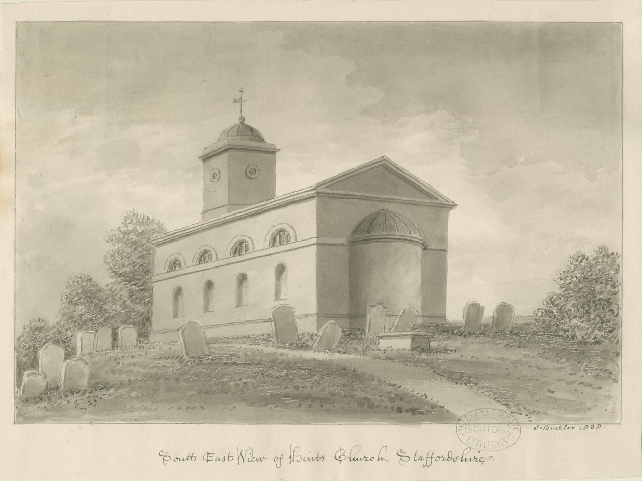 Hint Kirke: sepia tegning av John Buckler