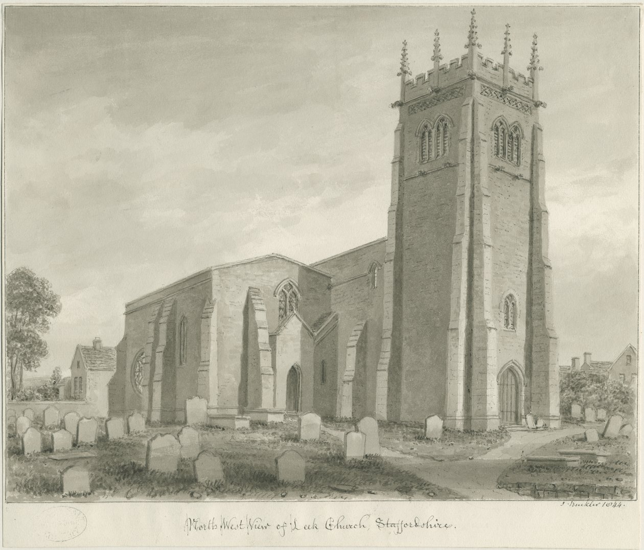 Purre kirke: sepia tegning av John Buckler