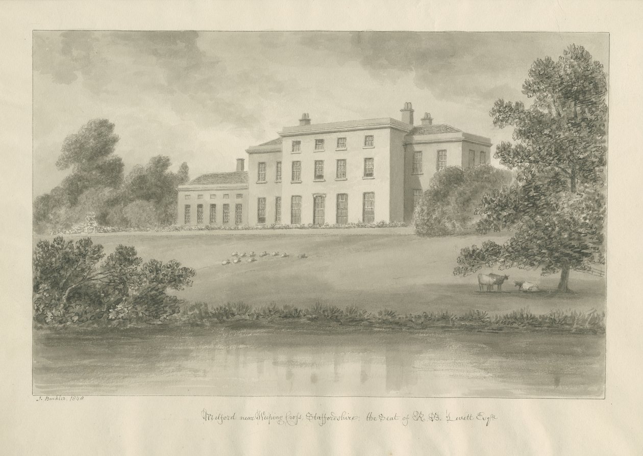 Milford House: sepia-tegning av John Buckler