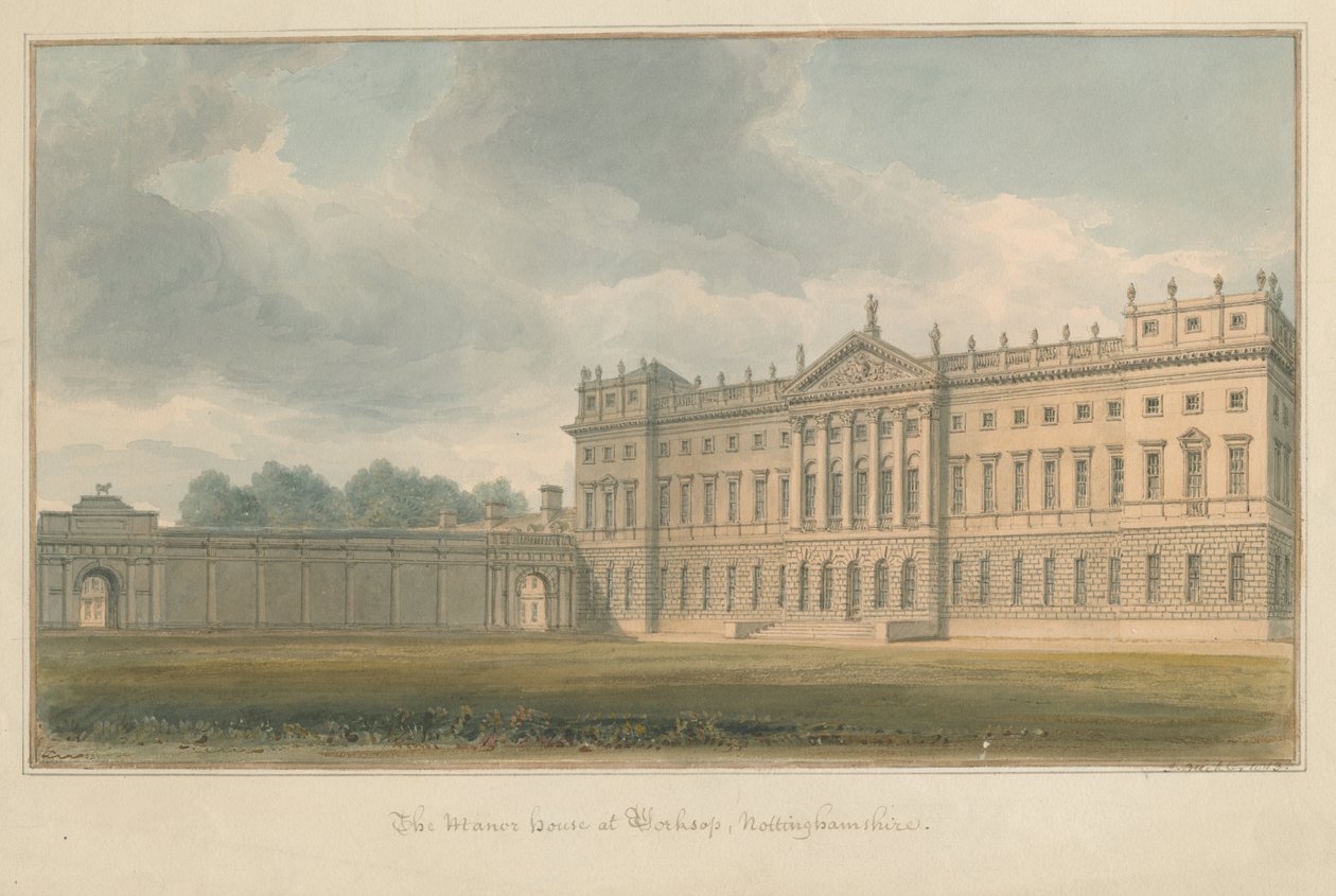 Nottinghamshire - Worksop - Manor House, 1813 av John Buckler