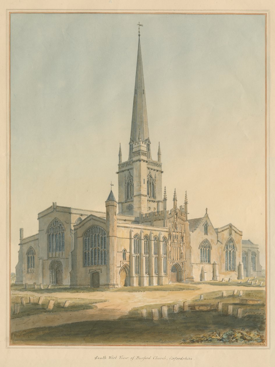 Oxfordshire - Burford Church, 1802 av John Buckler