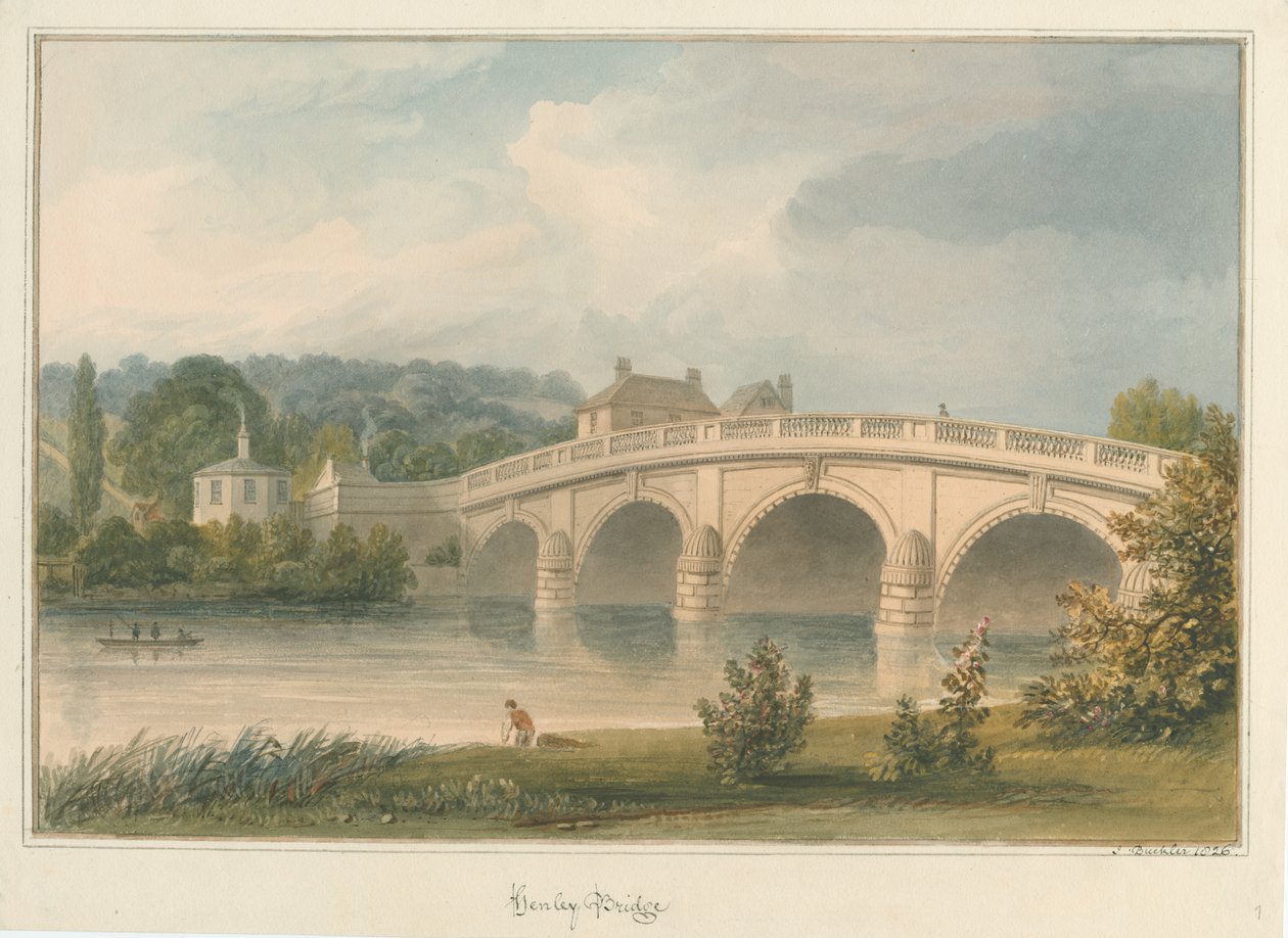 Oxfordshire - Henley upon Thames Bridge, 1826 av John Buckler