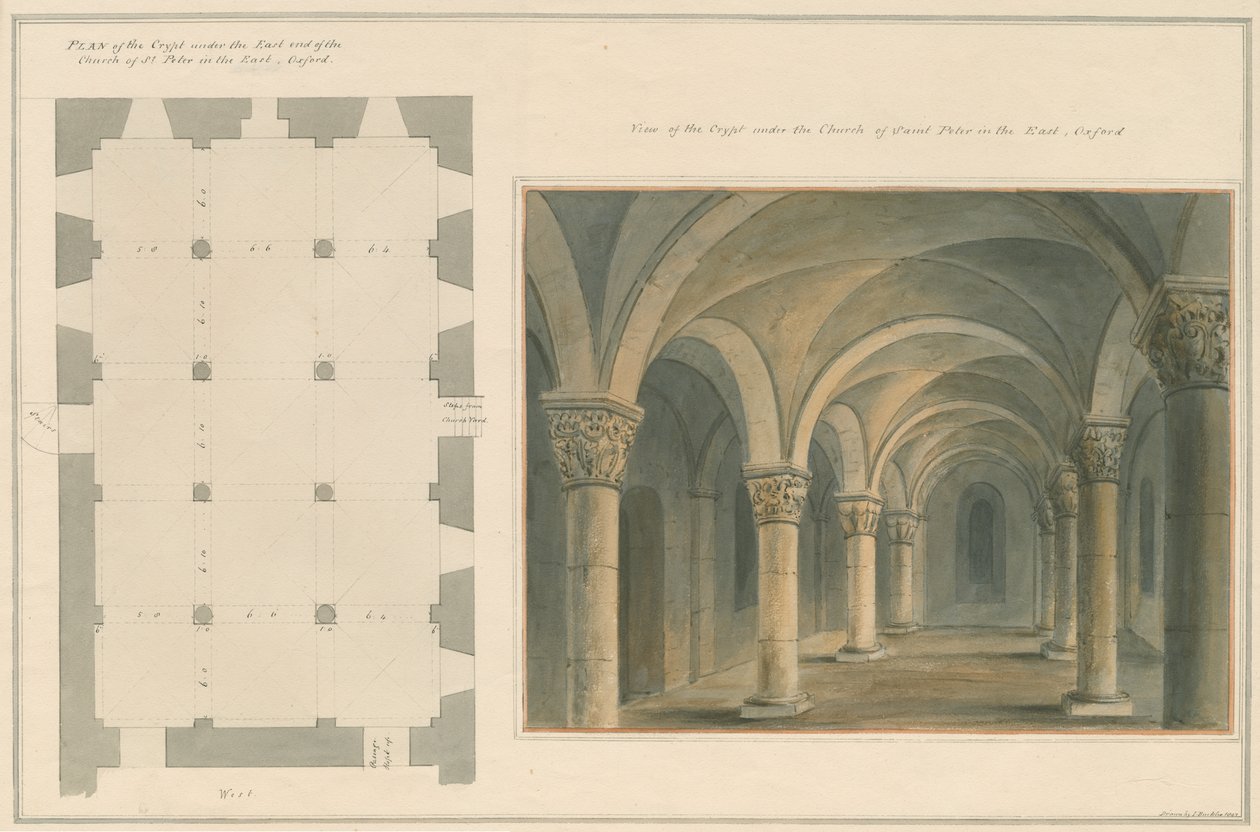 Oxfordshire - Oxford - Crypt of St. Peter in the East Church, 1803 av John Buckler