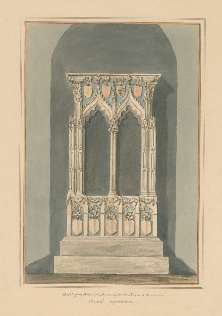 Oxfordshire - Stanton Harcourt Church - Monument, 1803 av John Buckler