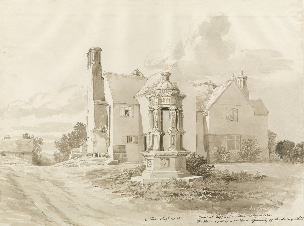 Patshull - Pepperhill: sepiavasktegning, 30. august 1820 av John Buckler