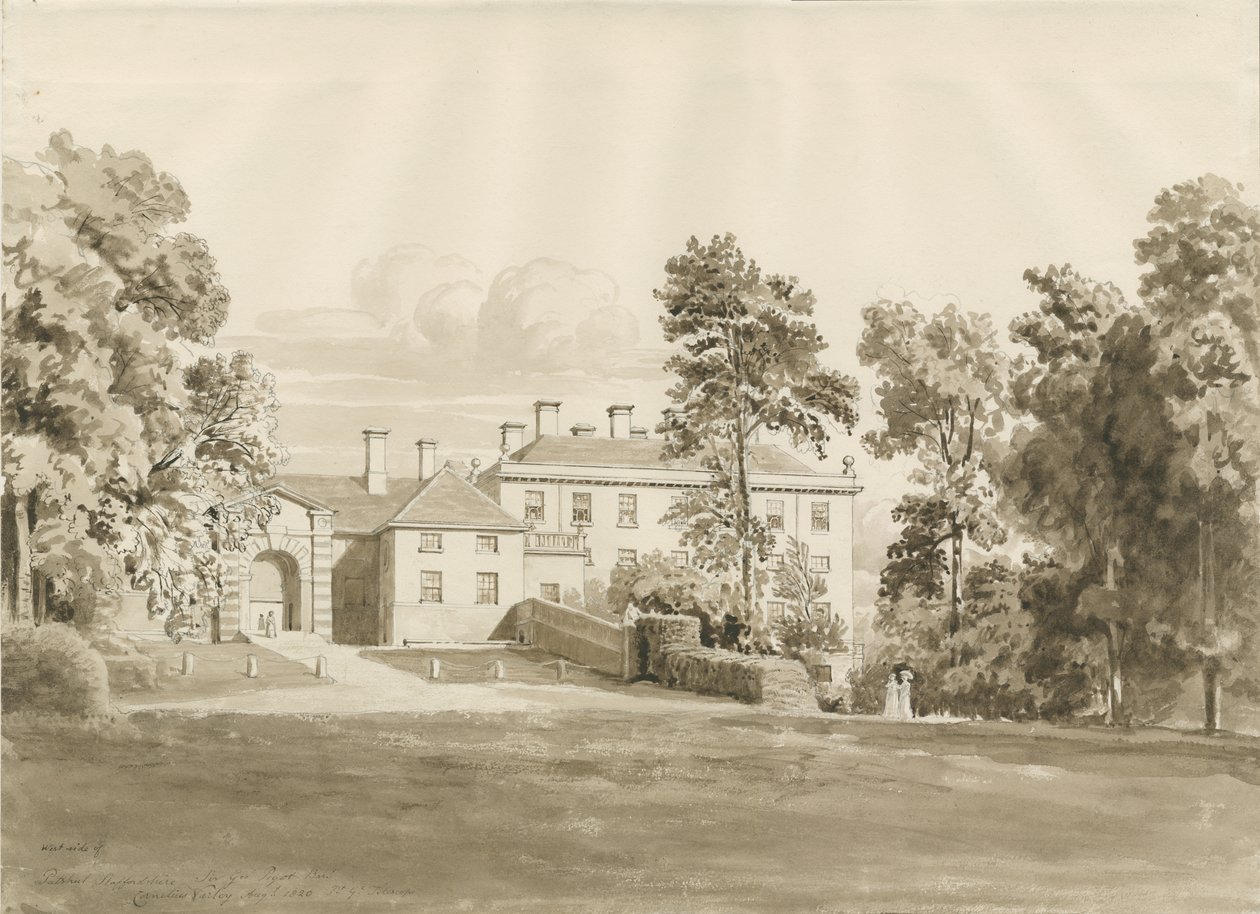 Patshull House: sepia vasketegning, august 1820 (tegning) av John Buckler