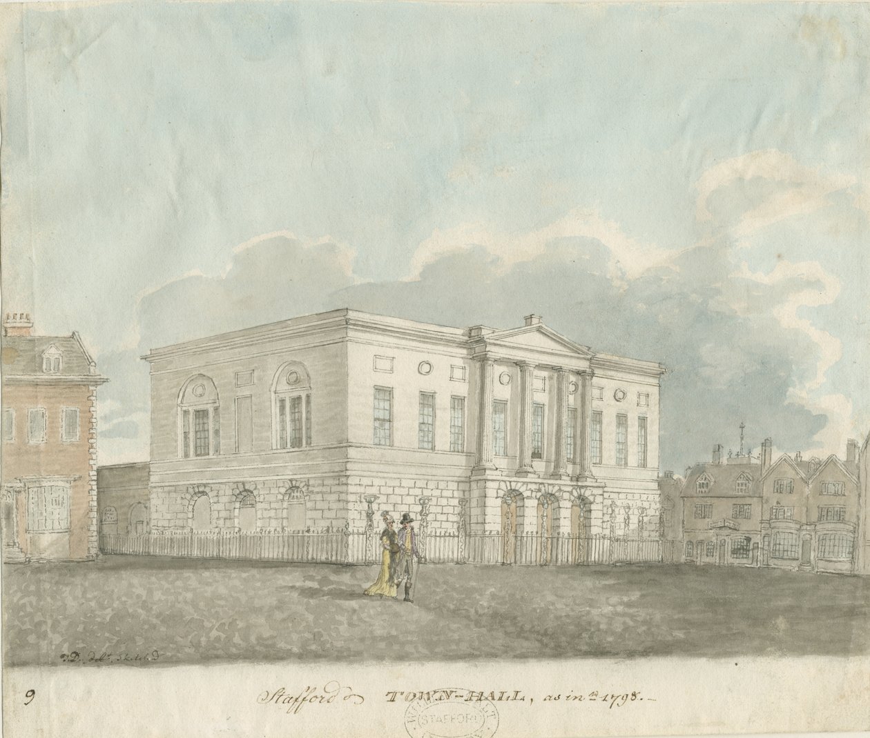 Stafford - Chetwynd House: sepia-tegning av John Buckler