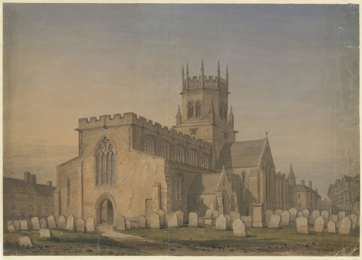 Stafford - St. Mary's Church: akvarelltegning, 1846 av John Buckler