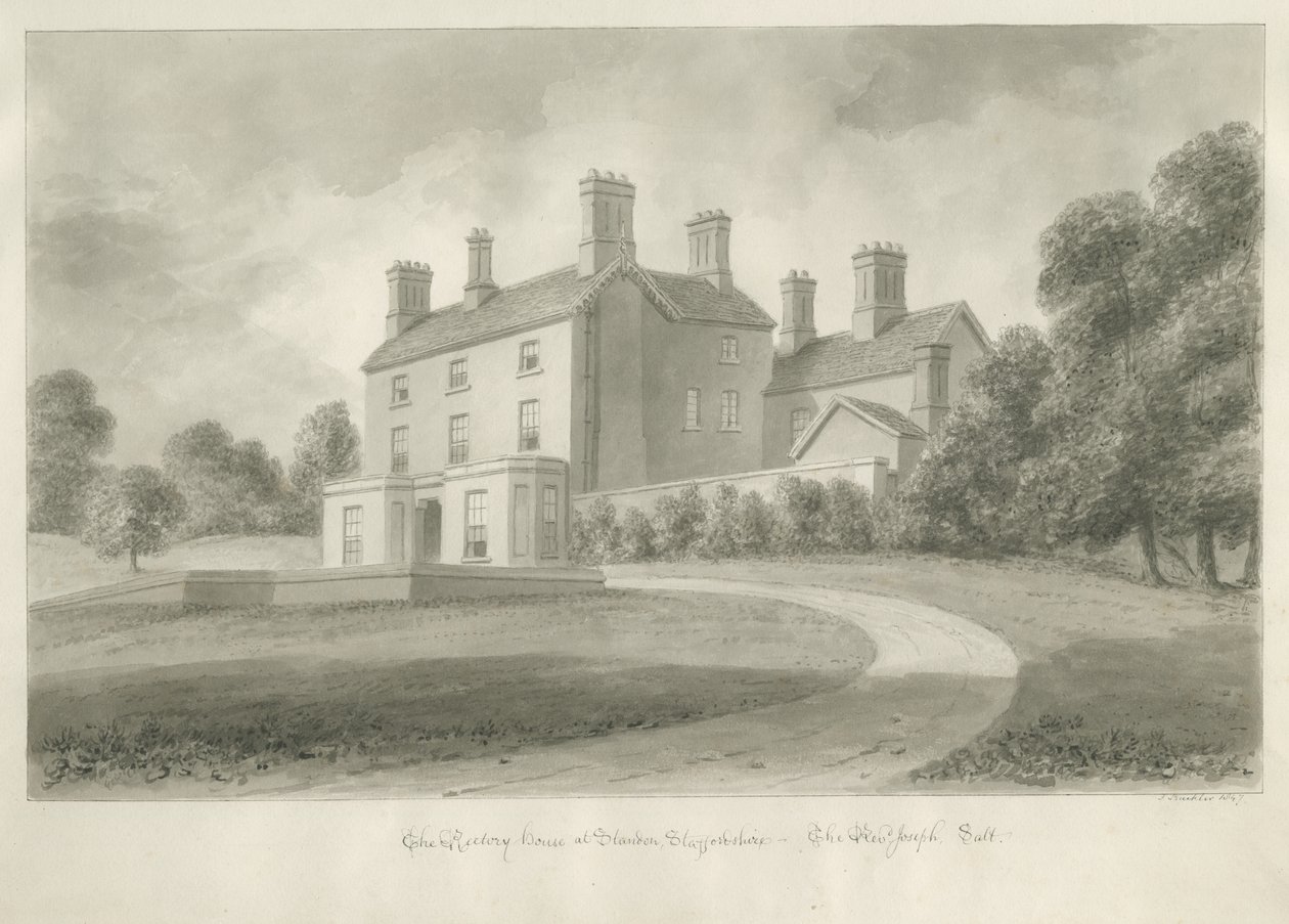 Standon - prestegård til pastor Joseph Salt: sepia-tegning av John Buckler