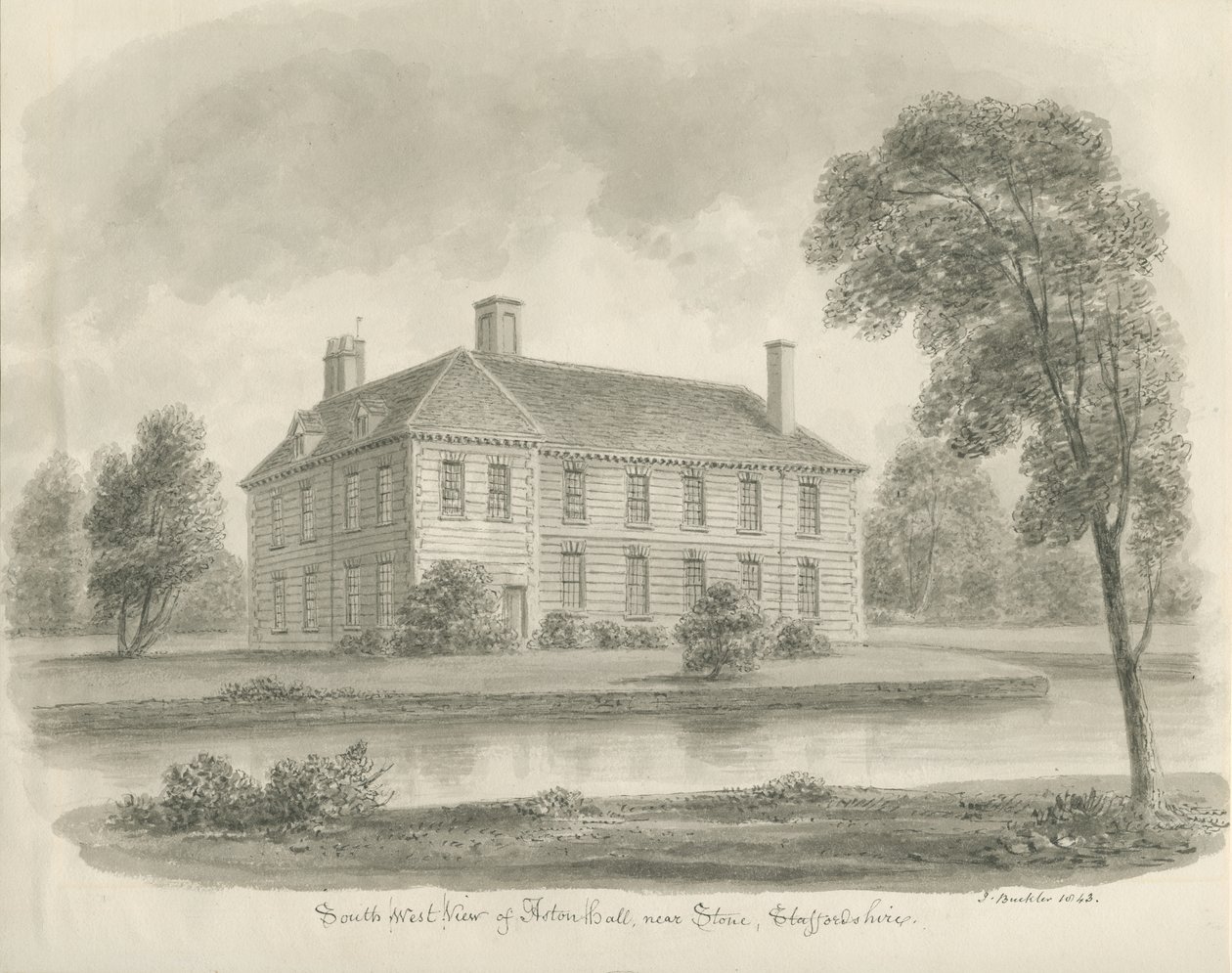 Stein - Aston Hall: sepia tegning av John Buckler