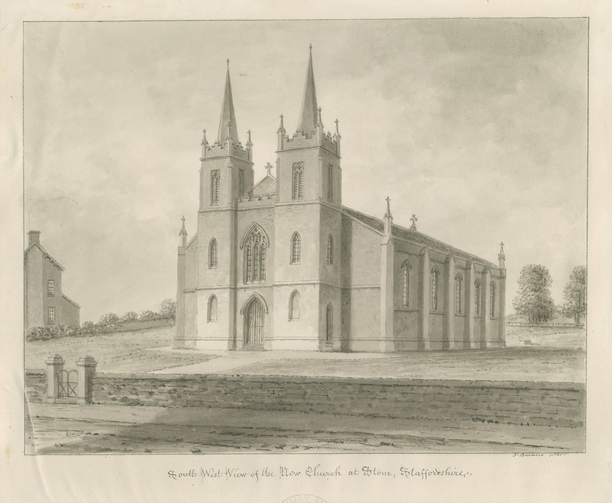 Steinkirke [Ny]: sepia-tegning av John Buckler