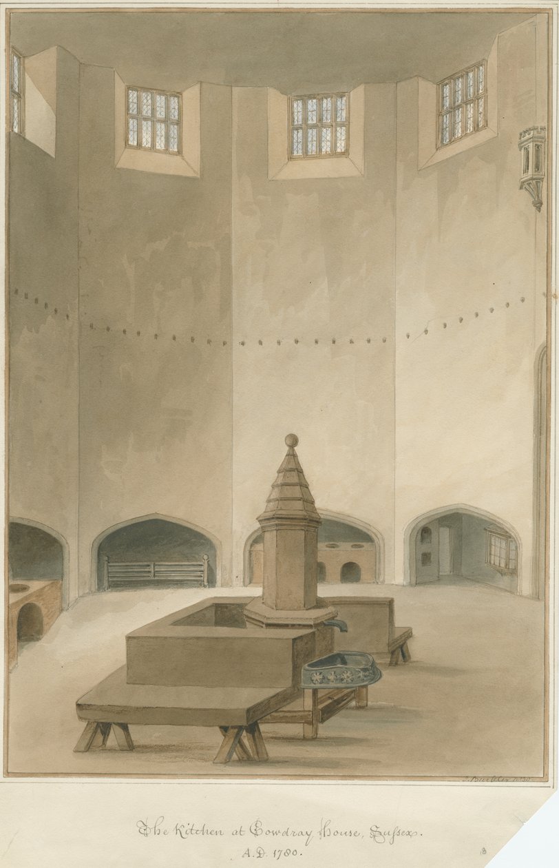 Sussex - Cowdray House - Interiør av kjøkken, 1830 av John Buckler
