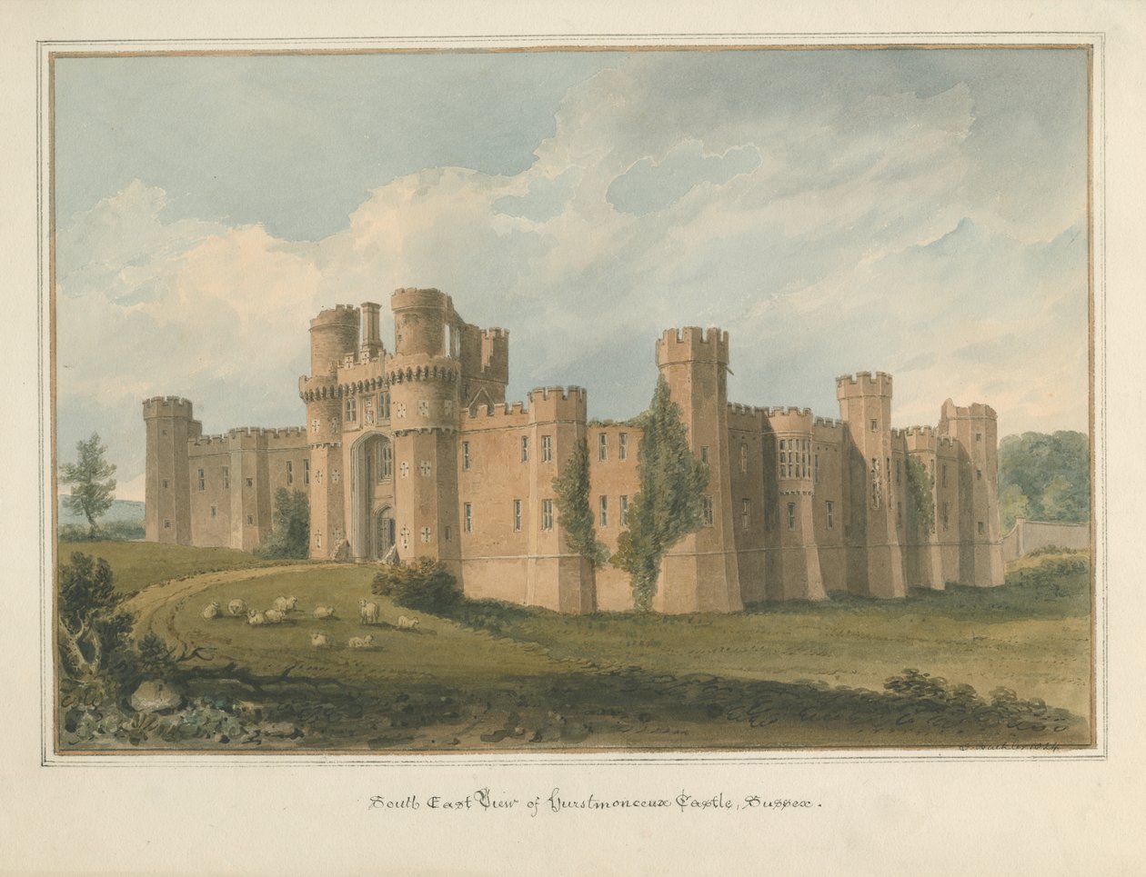 Sussex - Herstmonceux Castle, 1824 av John Buckler