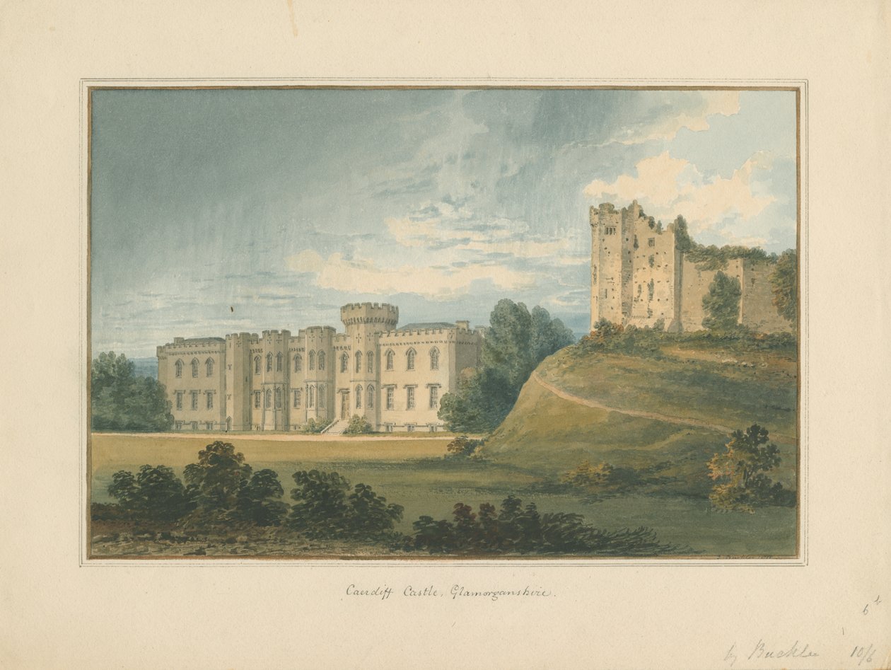 Wales - Glamorganshire - Cardiff Castle, 1815 av John Buckler