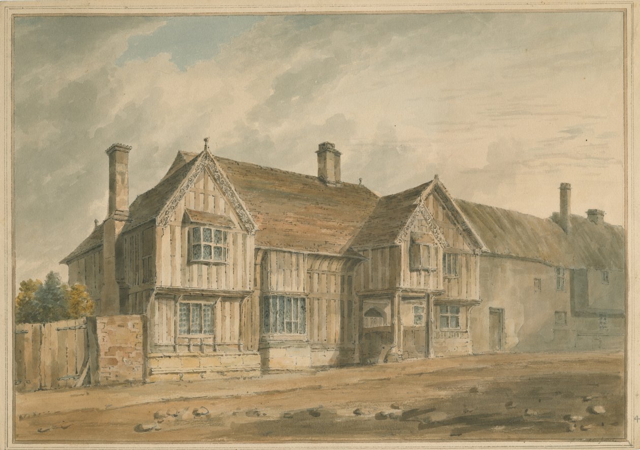Warwickshire - Stratford - Shakespeares hus, 1826 av John Buckler