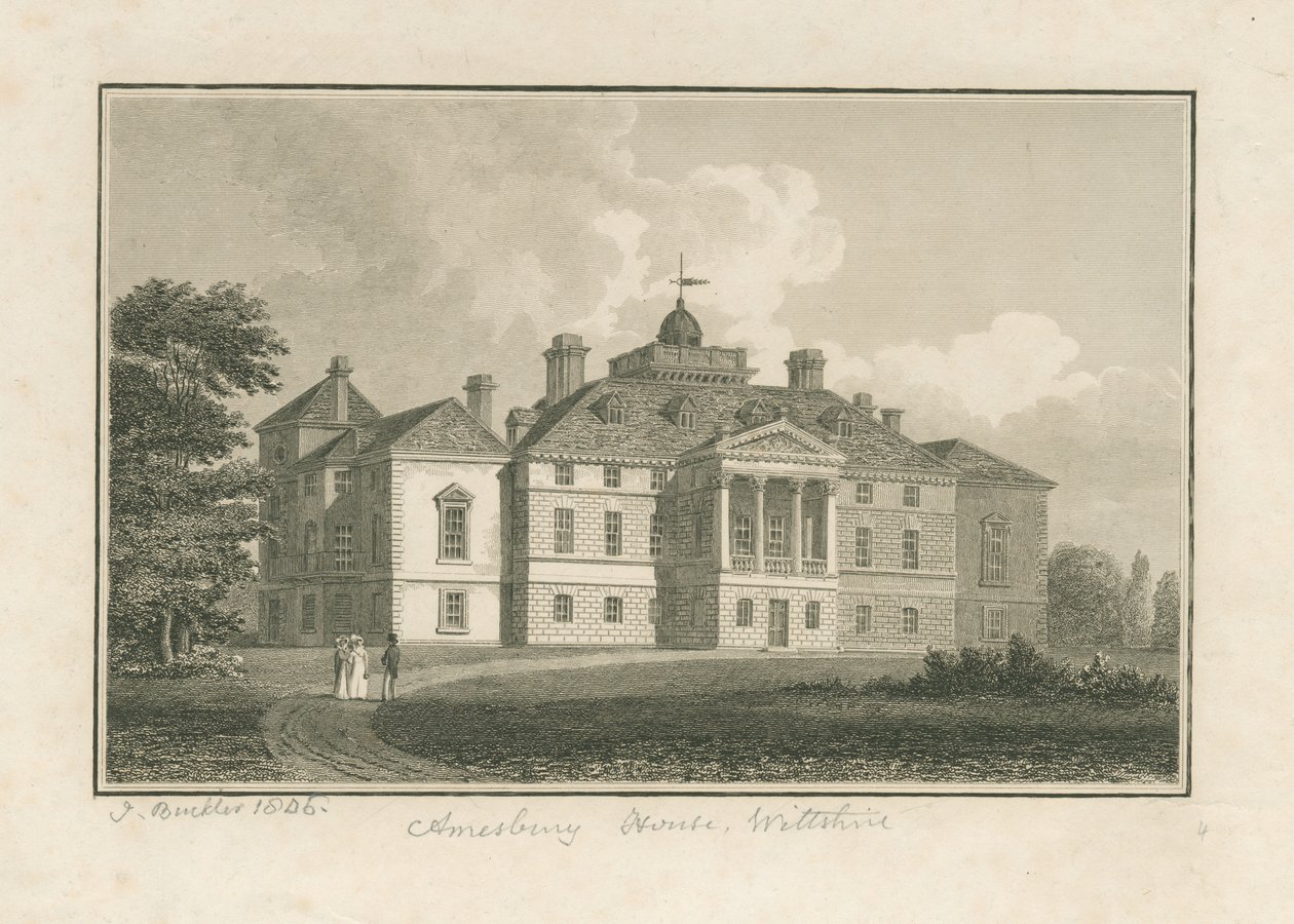 Wiltshire - Amesbury House: gravering av John Buckler