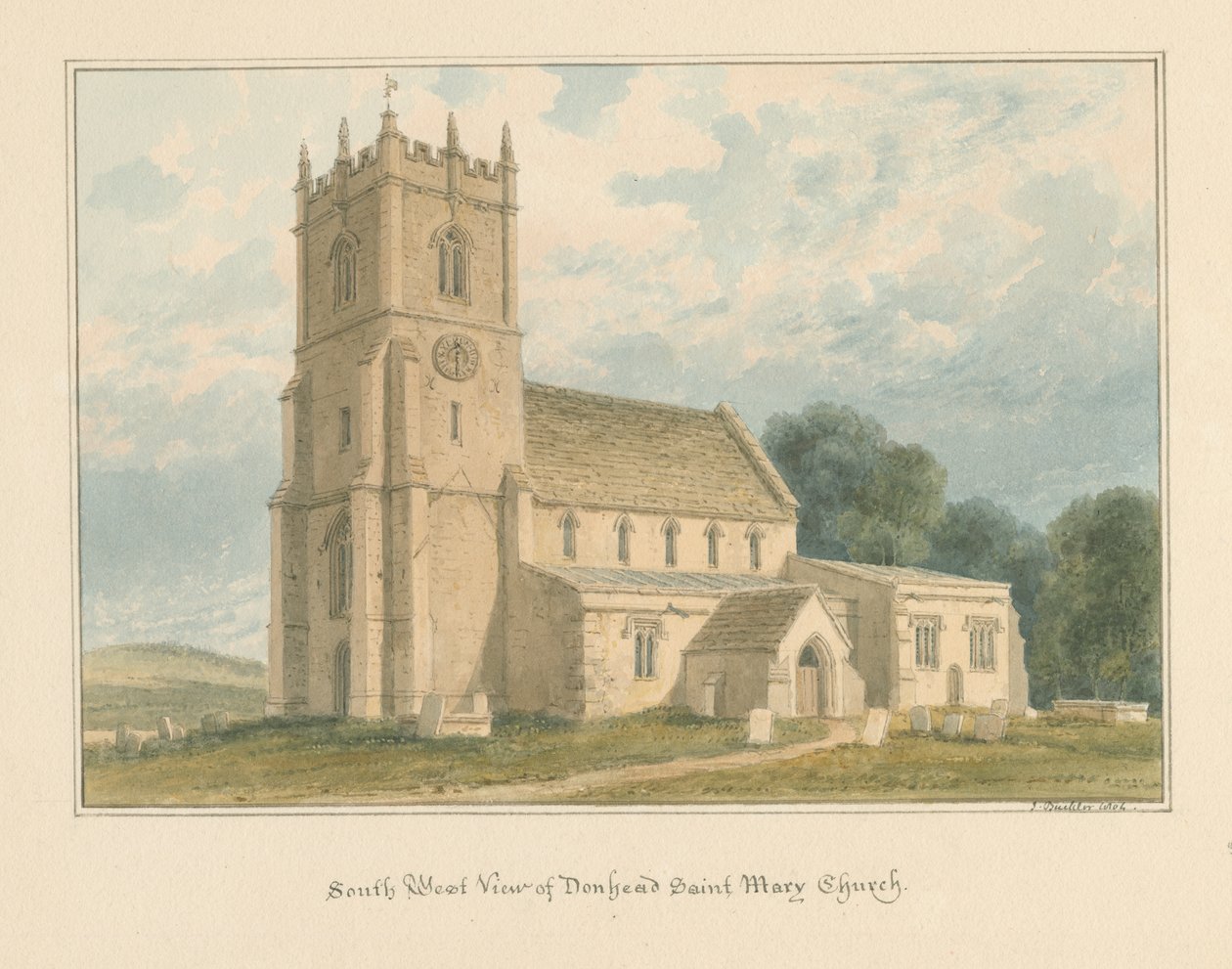 Wiltshire - Donhead Saint Mary Church, 1804 av John Buckler