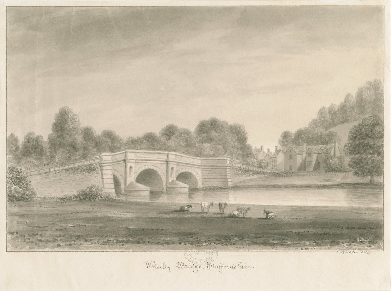 Wolseley Bridge: sepia-tegning av John Buckler