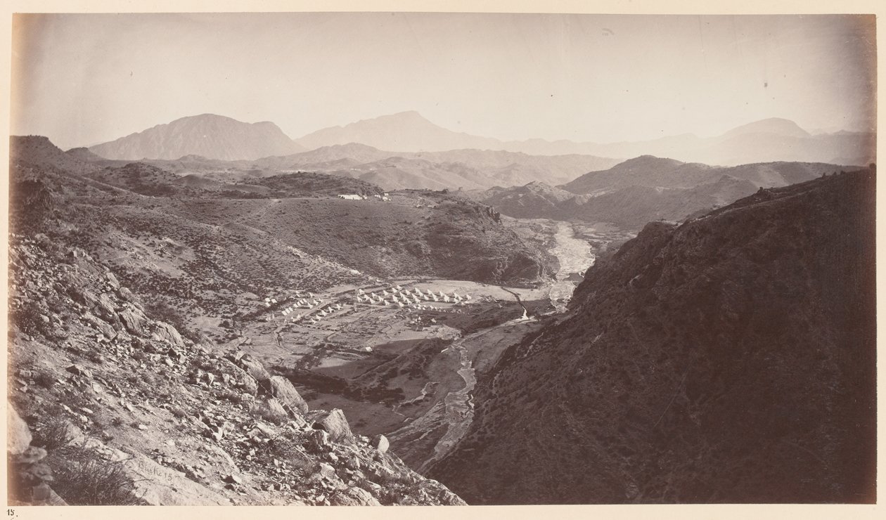 ?Generell utsikt fra Ali Musjid, ser tilbake mot Peshawar?, 1878 ca. av John Burke