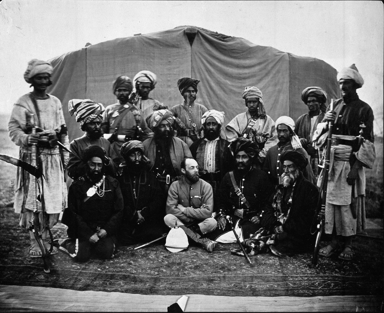 Major Cavagnari med Sirdars og Kunae Synd, 1878 ca av John Burke