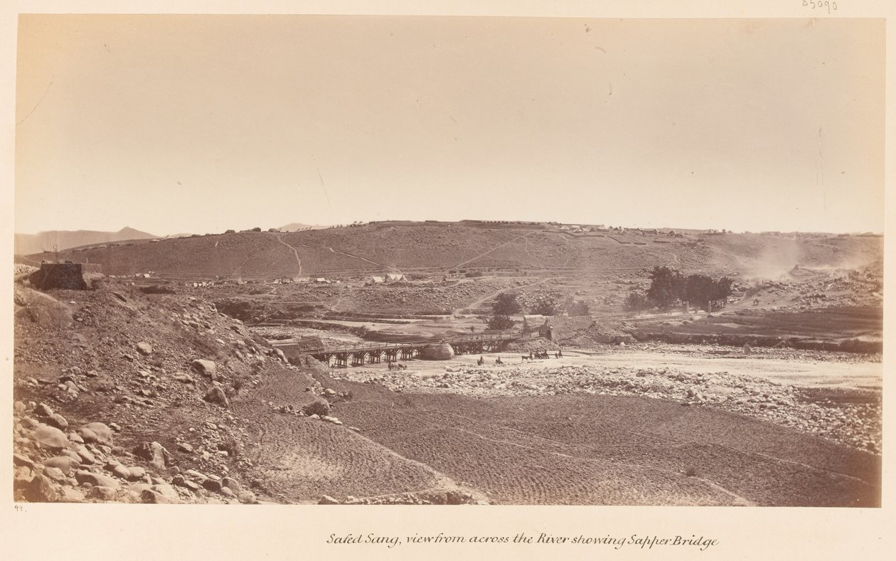 ?Safed Sang, sett fra over elven og viser Sapper Bridge?, 1878 ca. av John Burke