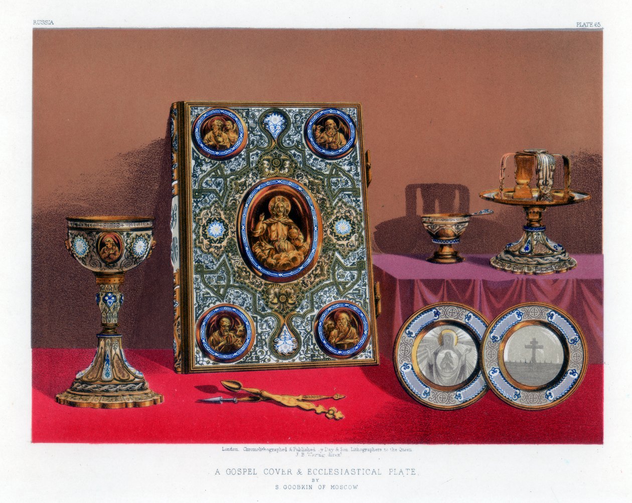 A Gospel Cover and Ecclesiatical Plate, 1800-tallet av John Burley Waring