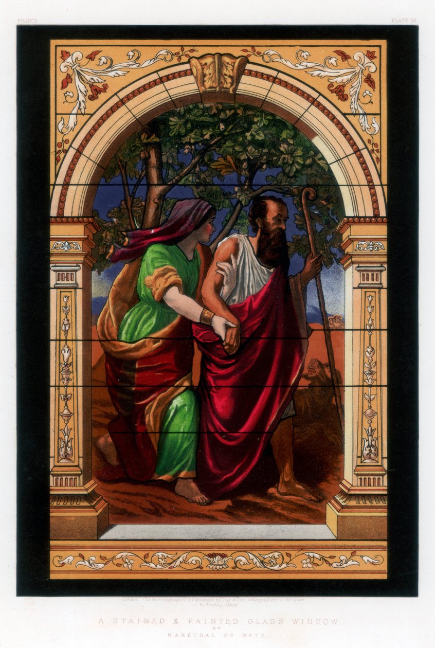 Et farget og malt glassvindu, 1800-tallet. av John Burley Waring