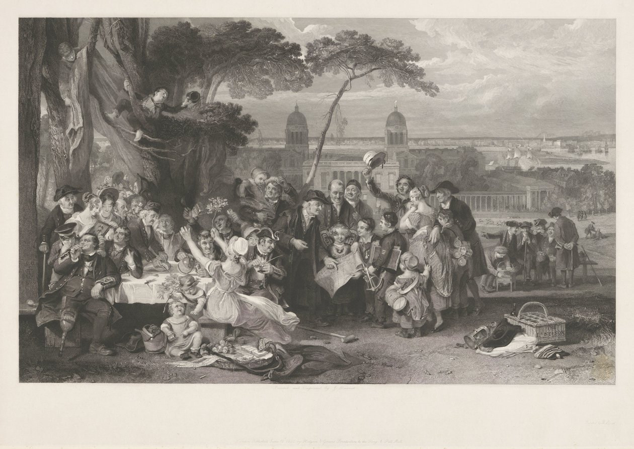 Festfest i en park feirer seier på Trafalgar av John Burnet
