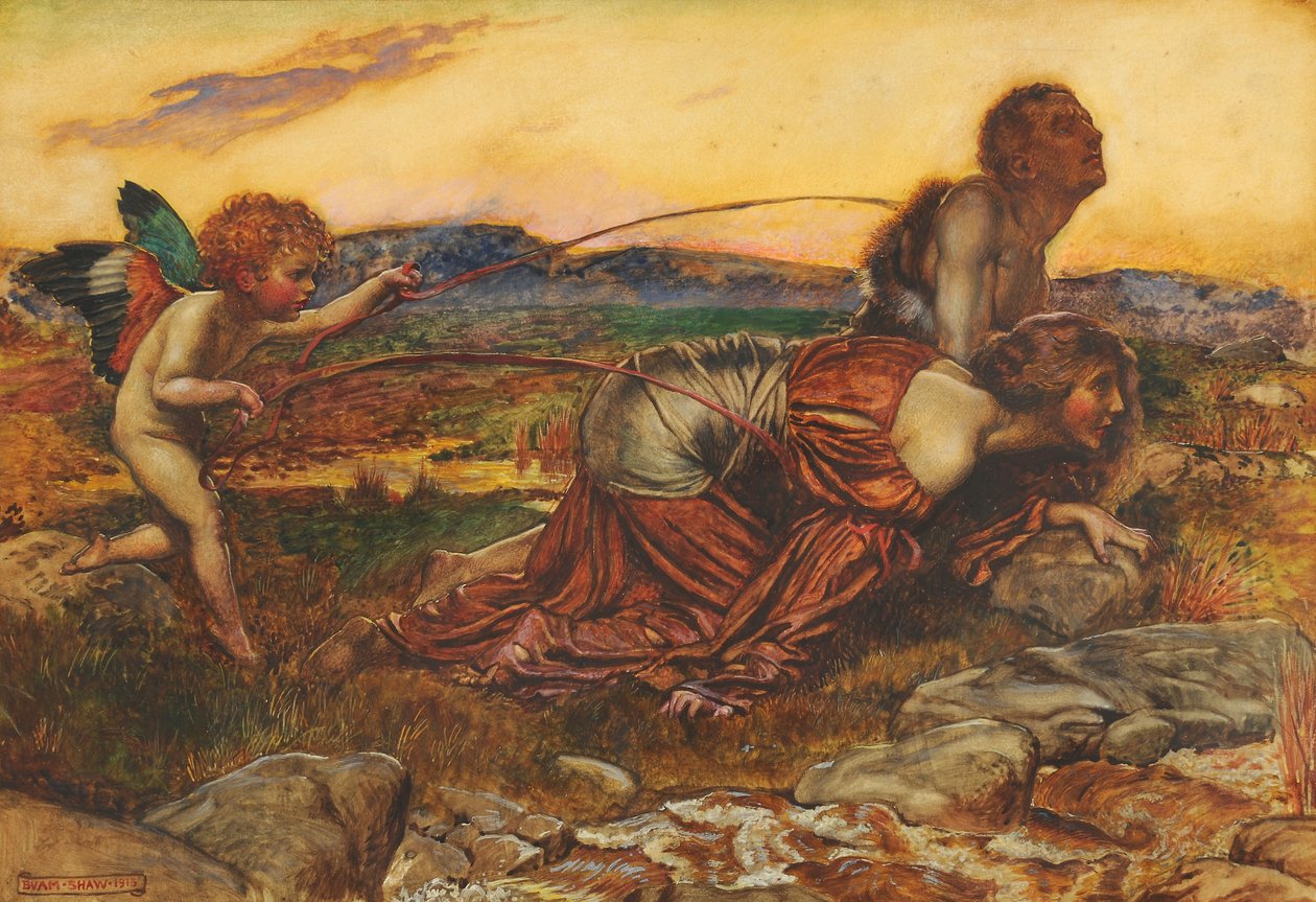 Cupid Driving the Lovers, 1913 av John Byam Liston Shaw