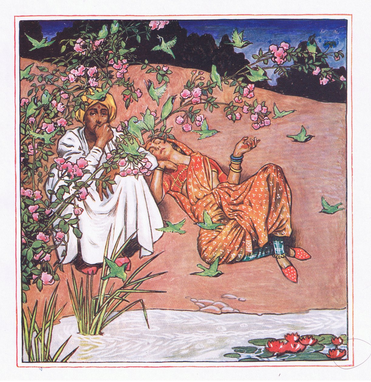 Love lightly, illustrasjon fra The Garden of Kama (og andre tekster fra India), 1920 av John Byam Liston Shaw