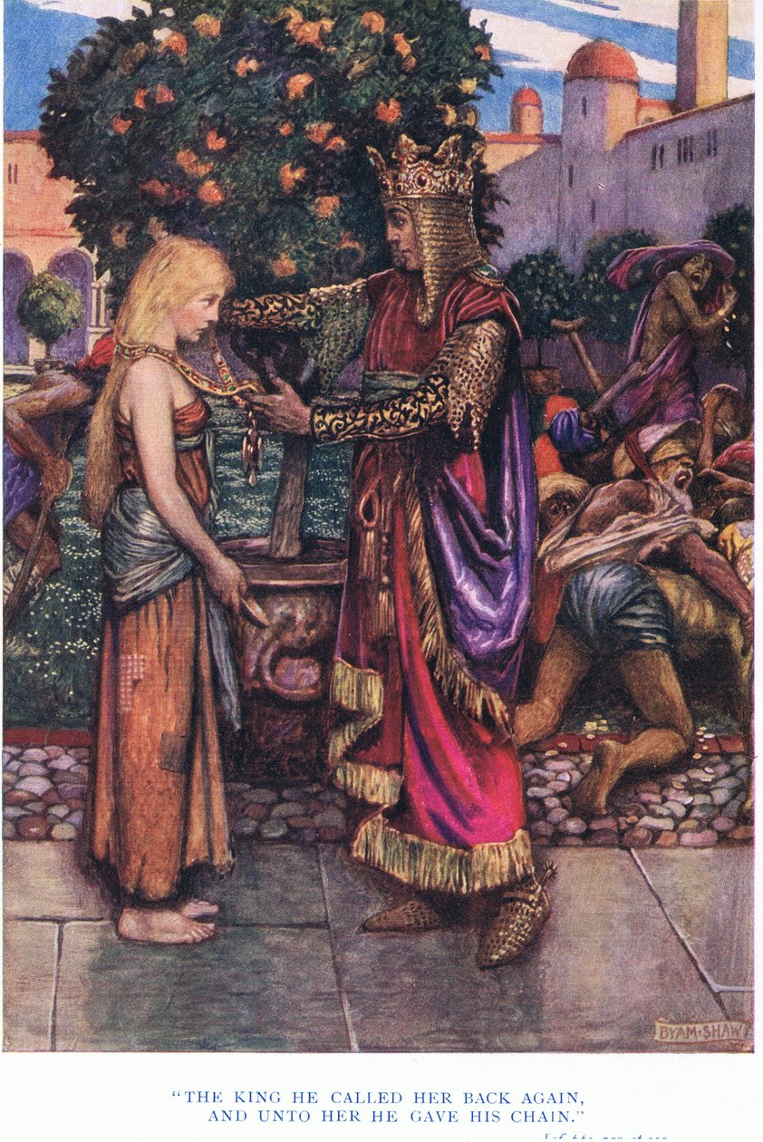 Kongen kalte han henne tilbake igjen, og til henne ga han lenken sin, 1928 av John Byam Liston Shaw