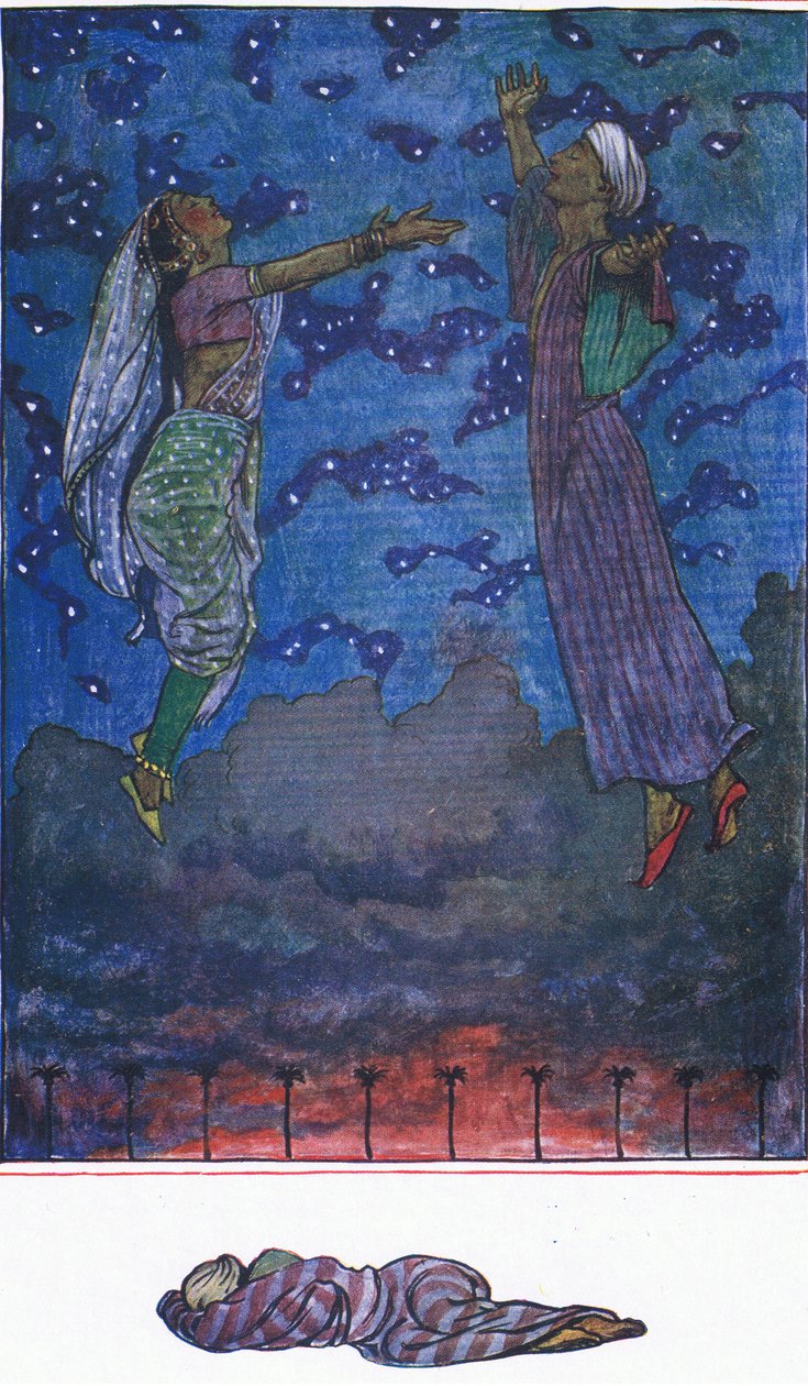 Tre sanger av Zahir-u-Din, illustrasjon fra The Garden of Kama (og andre tekster fra India), 1920 av John Byam Liston Shaw