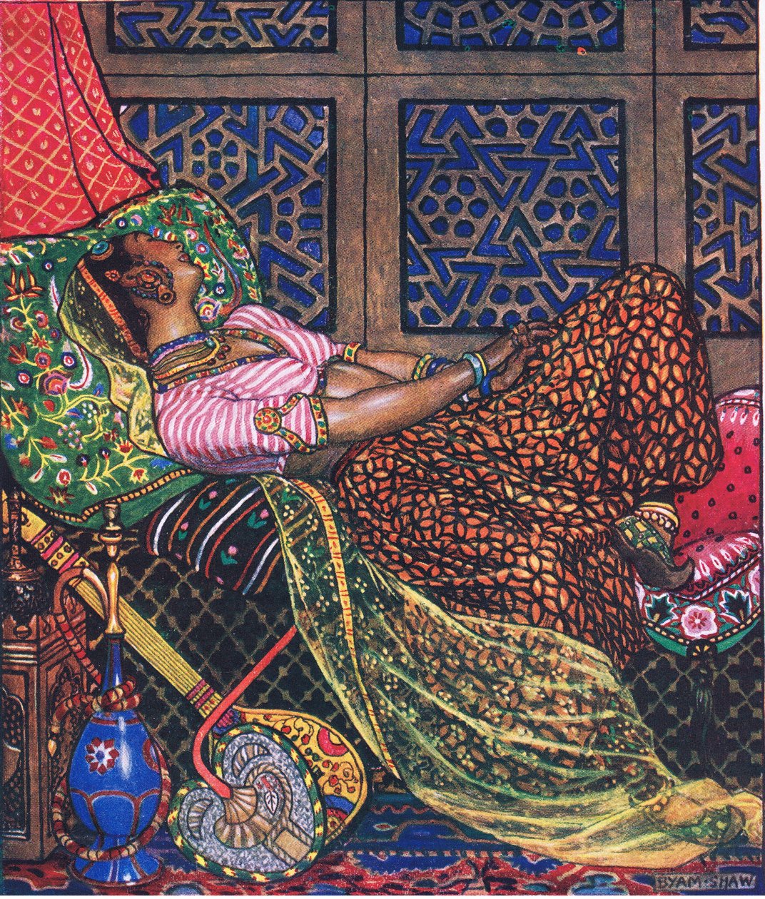Zira i fangenskap, illustrasjon fra The Garden of Kama (og andre tekster fra India), 1920 av John Byam Liston Shaw