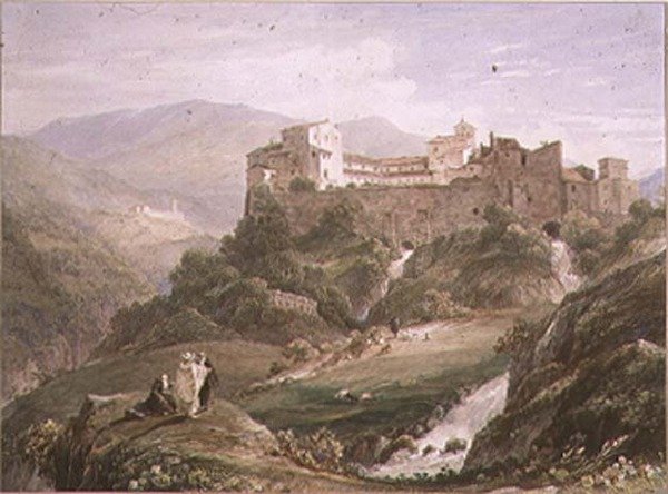 Italiensk landskap, med kloster av John Byrne