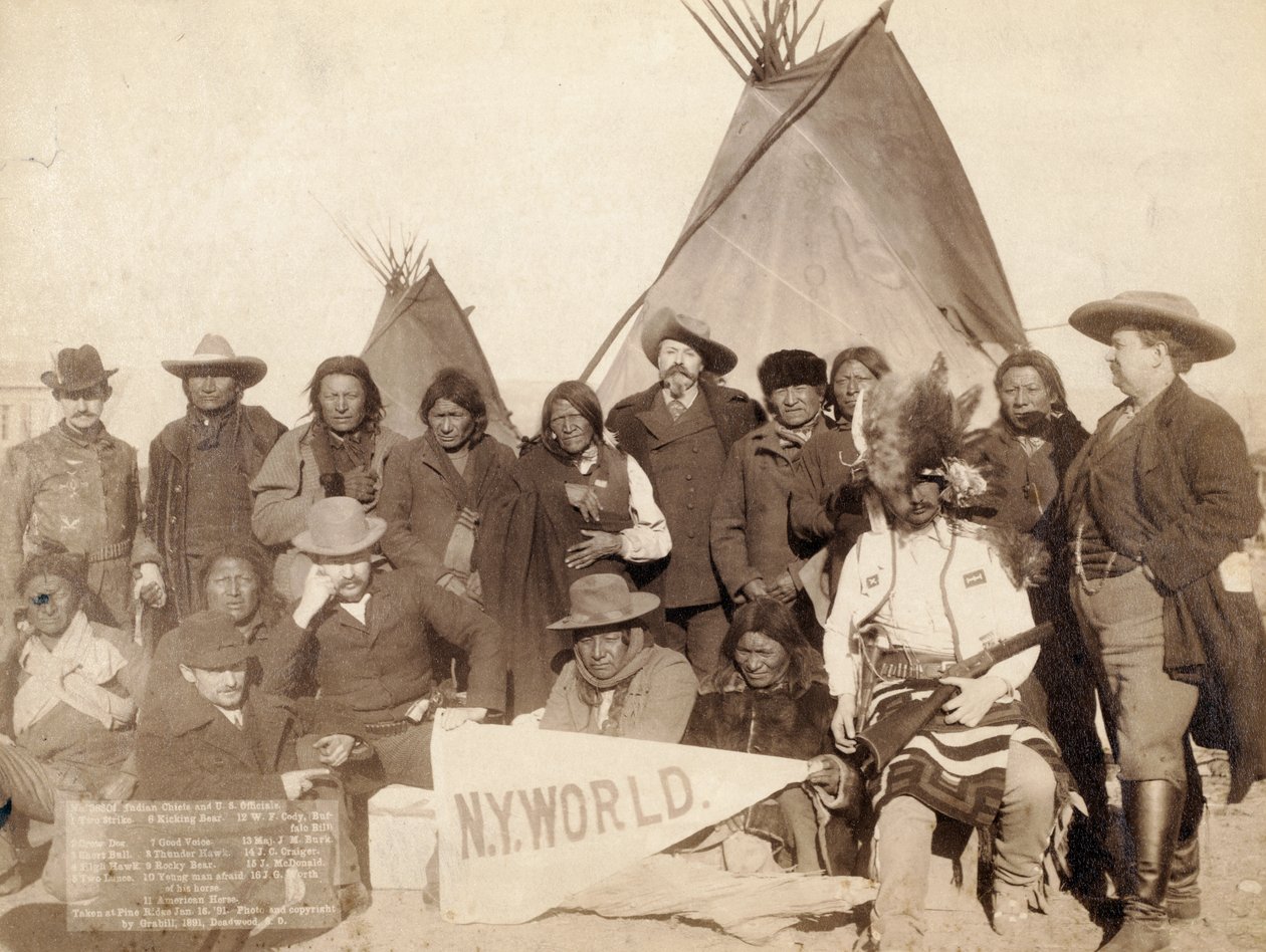Indiske høvdinger og amerikanske embetsmenn ved Pine Ridge, 1891 av John C. H. Grabill