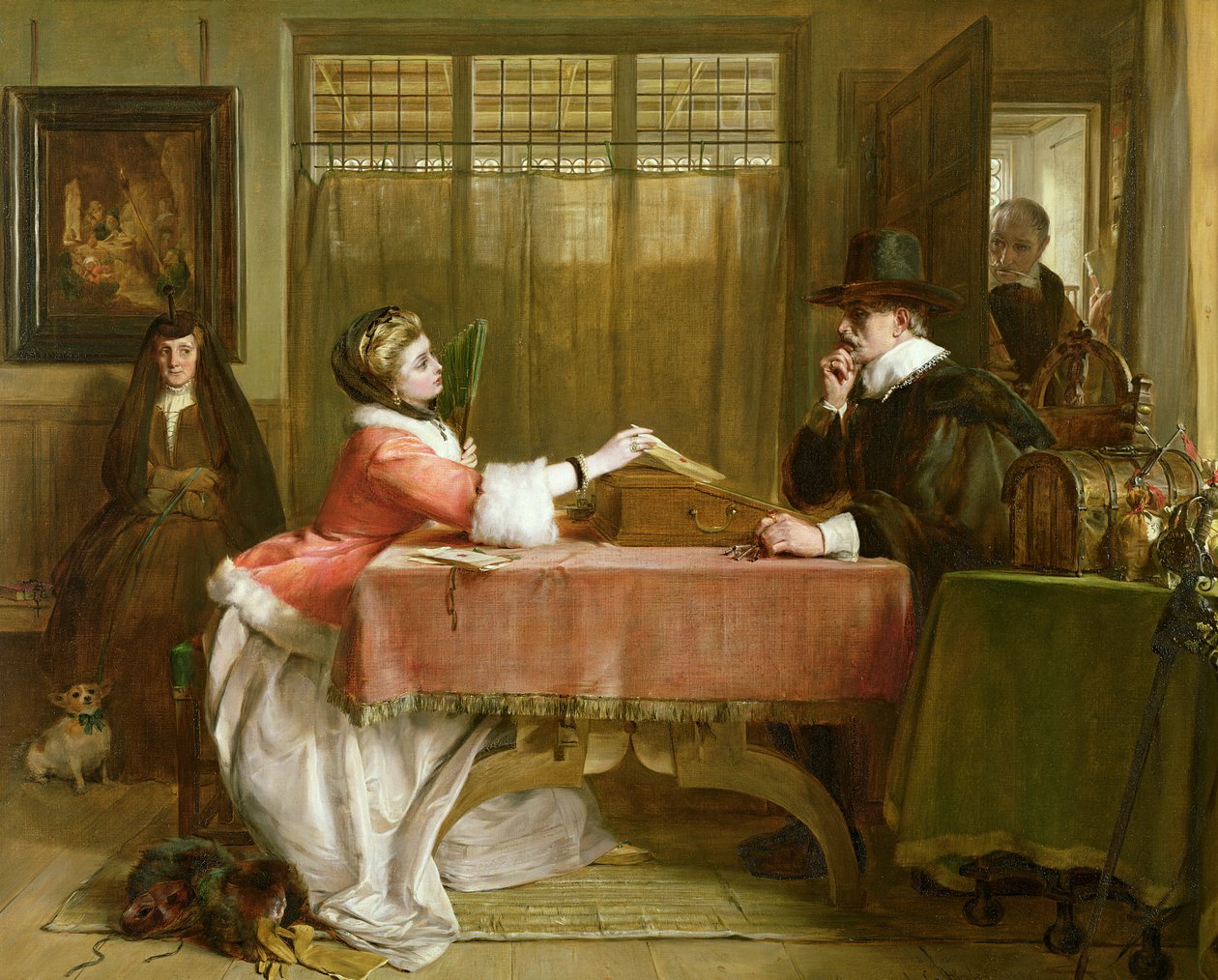 Bankmannens private rom, forhandling av et lån, 1870 av John Callcott Horsley