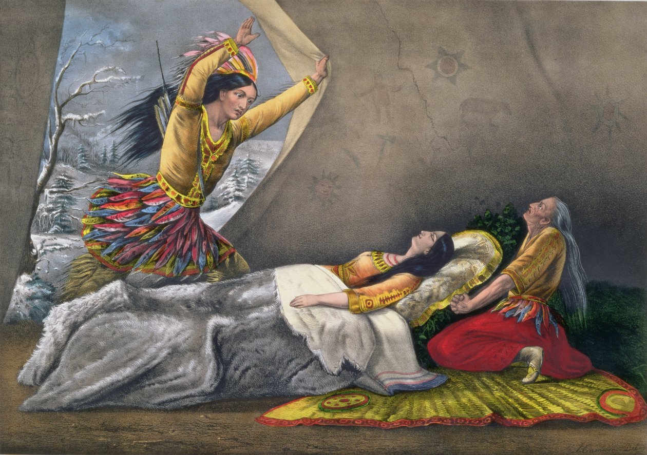 The Death of Minnehaha, gravert og pub. av Currier og Ives, 1867 av John Cameron