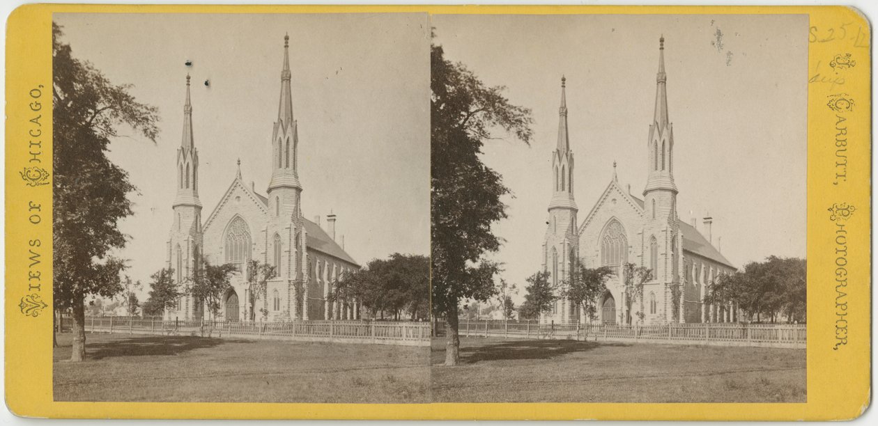 Stereoskopisk visning av Unity Church, ca. 1870 av John Carbutt