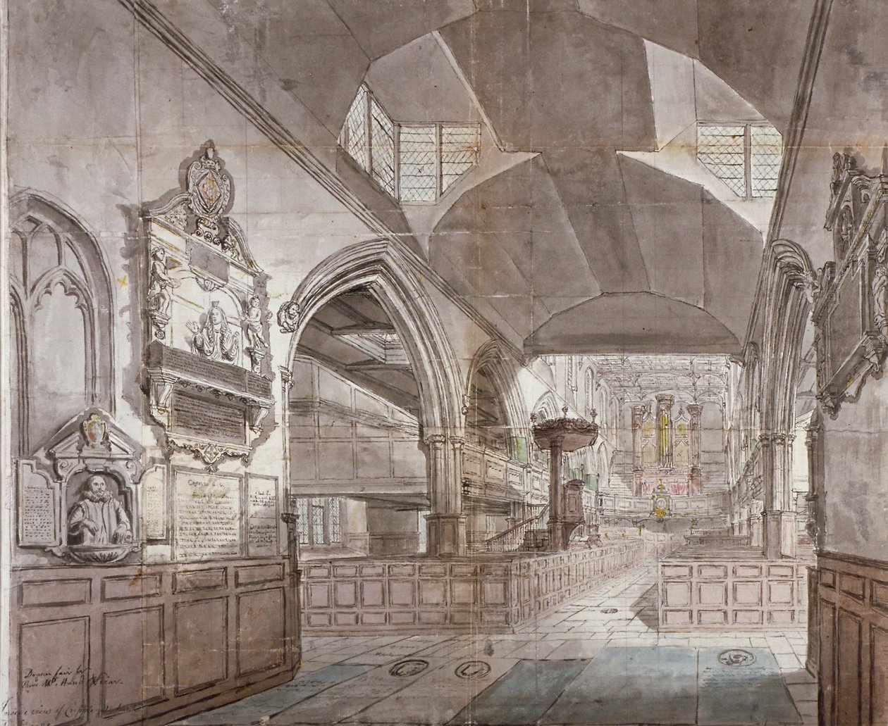 Church of St Giles without Cripplegate, City of London, 1781 av John Carter
