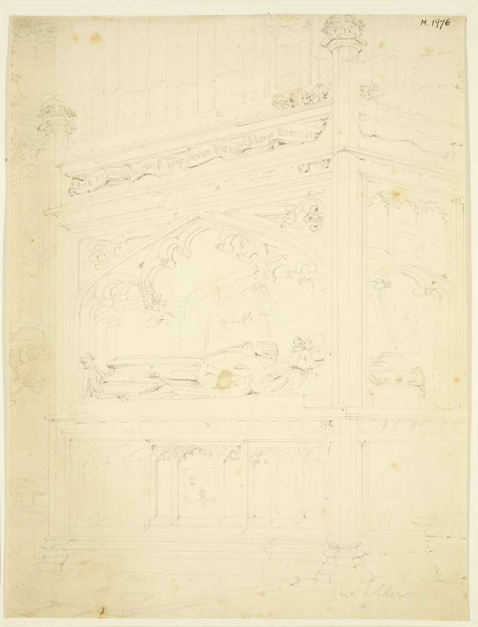 Monument til William Canynges i St Mary Redcliffe (blyant og akvarell på papir) av John Carter