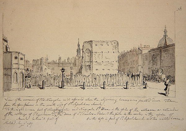 Utsikt over restene av Old Newgate Prison av John Carter