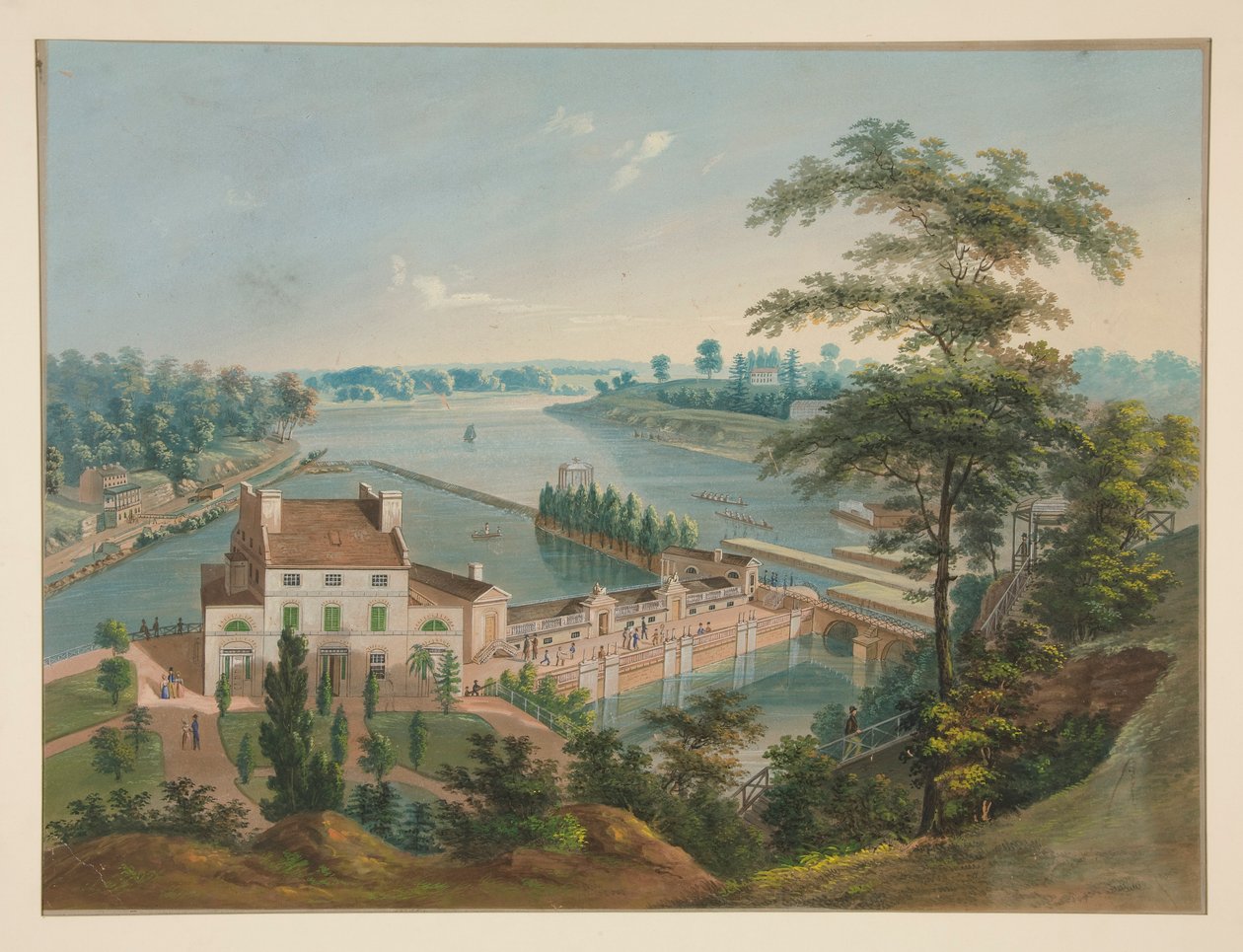 Vannverk i Fairmount Park, Philadelphia av John Caspar Wild