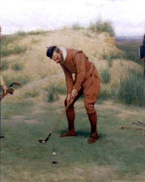 Under prekenenes tid, detalj av golfspilleren, 1896 av John Charles Dollman