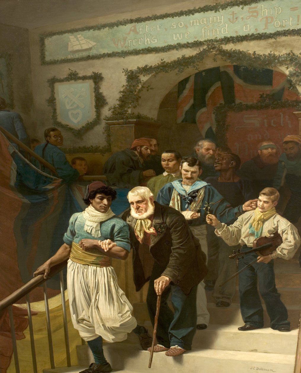 Friends in Adversity, juledag på Dreadnought Hospital, Greenwich av John Charles Dollman