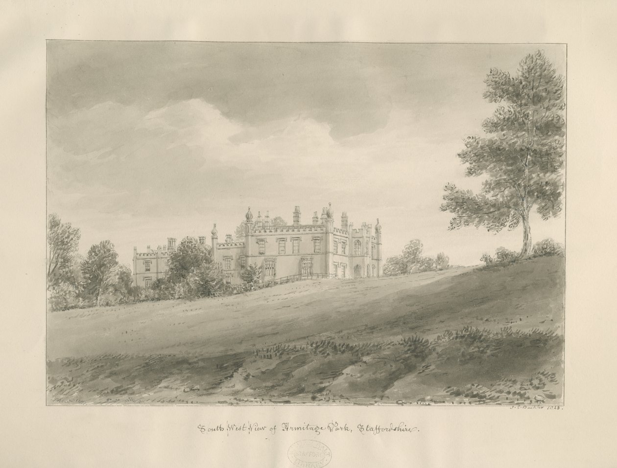 Armitage Park: sepia-tegning av John Chessell Buckler