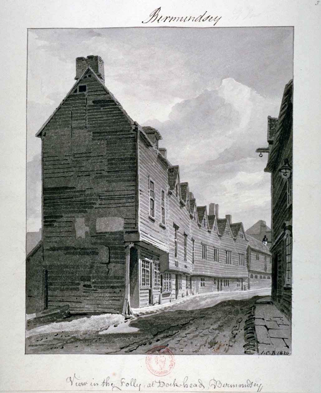 Dockhead Folly, Bermondsey, London, 1820 av John Chessell Buckler
