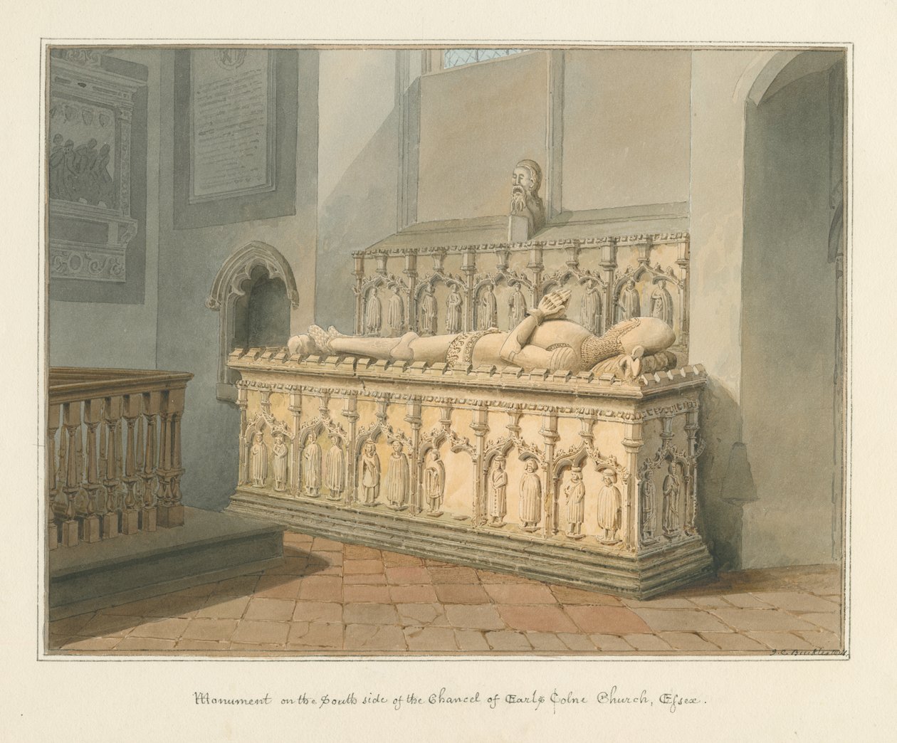 Essex - Earls Colne Church - Monument, 1824 av John Chessell Buckler