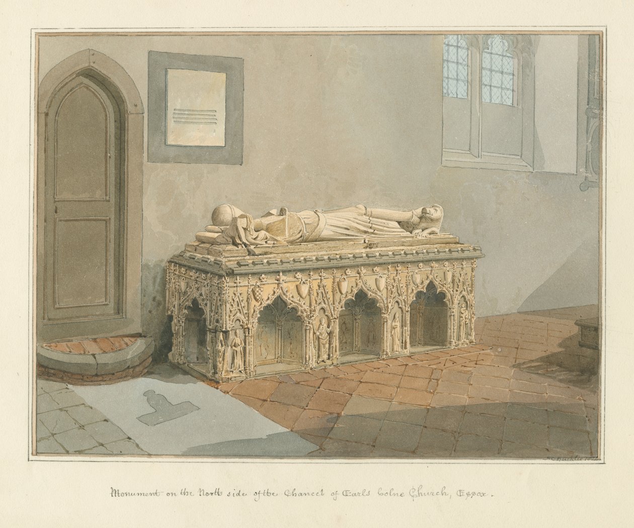 Essex - Earls Colne Church - Monument, 1824 av John Chessell Buckler