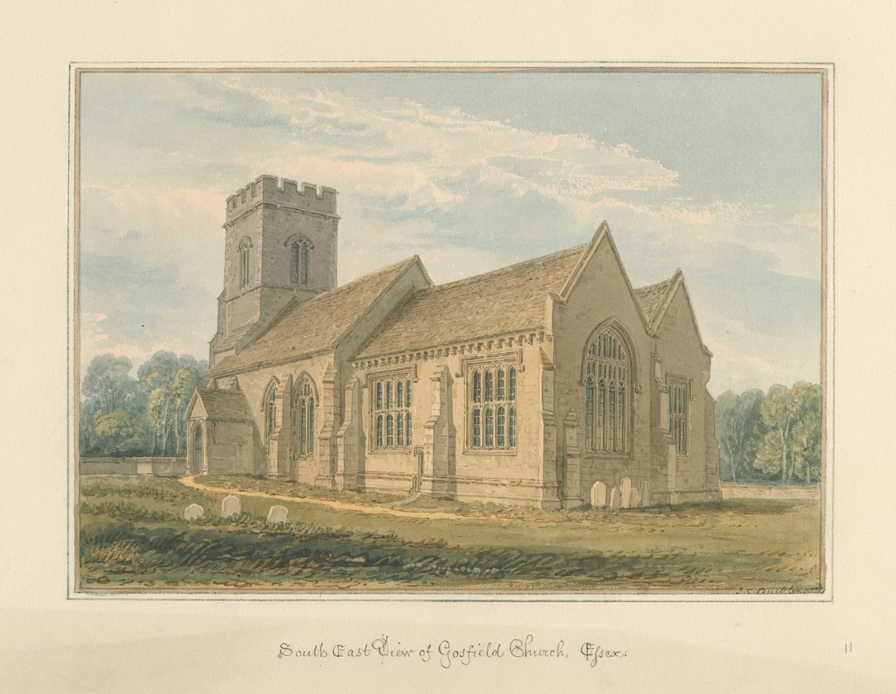Essex - Gosfield kirke av John Chessell Buckler